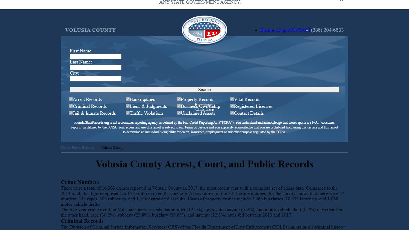 Volusia County Arrest, Court, and Public Records